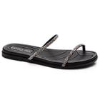 Rasteira Beira Rio Flatform Tira Strass Feminina - Preto