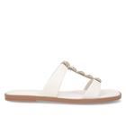 Rasteira Bico Redondo Couro Off-White