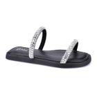 Rasteira Flat Cristal Strass Feminino Godiva Preto Confortavel