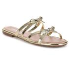 Rasteira Moleca Turim Flat Laço Dourado - Feminino