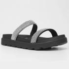 Rasteira Vizzano Flatform Strass Hotfix - Preto e Prata