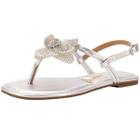 Rasteira Vizzano Flor Strass Feminina - Prata