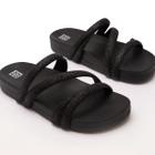 Rasteira Zaxy Slide Glitter Feminina - Preto