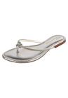 Rasteirinha Rosa Chic Calçados Sandália Feminina Flat Chinelo Strass Brilho Prata