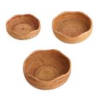 Rattan Round Fruit Basket Food Storage Bowl Organizador de lanches servindo Sacos e Cestas - HTTN