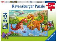 Ravensburger 05030 Dinossauros no Play 2 x 24 Peças Quebra-Cabeças em uma Caixa - 2 x 24 Peças quebra-cabeças para crianças, cada peça é única, peças se encaixam perfeitamente