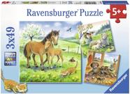 Ravensburger 08029, Cuddle Time 3 x 49 Peças quebra-cabeças em uma caixa, 3 x 49 peças quebra-cabeças para crianças, cada peça é única, peças se encaixam perfeitamente