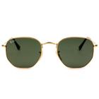 Ray Ban Hexagonal RB3548N - Dourado/G15 001 51mm - Óculos de Sol