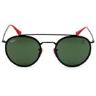 Ray Ban Round Ponte Dupla Ferrari RB3647-M - Preto/Vermelho/G-15 F028/31 51mm - Óculos de Sol