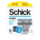 Razor refills Schick Hydro 5 Sense Hydrate para homens, 12 unidades