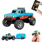 RC Monster Truck Flashstar Mini escala 1:64 com luzes azul-A