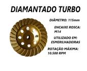 Rebolo Disco Desbaste Diamantado Turbo 115mm X M14 - Fertak