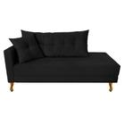 Recamier Azura 140cm com Almofada Lado Direito Suede Preto - Amarena Móveis - Am Decor