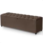 Recamier Baú Berlim Veludo Marrom Casal 1,30m Estofado Pés PVC Preto - ARKELL