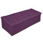 Recamier Baú Estofada Mel 140 cm Casal Com Capitonê  Suede Roxo - ADJ Decor