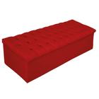 Recamier Baú Estofada Mel 140 cm Casal Com Capitonê  Suede Vermelho - ADJ Decor