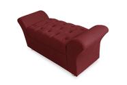 Recamier Baú Estofado Com Capitonê Veneza 140 cm Suede Vermelho Bordo - INCASA DECORr