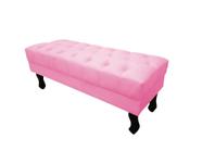 Recamier Baú Luis Xv Capitonê Retrô 120 cm Suede Rosa Bebê Ms Decor - Mansão Decor