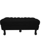 Recamier Baú Luis Xv Capitonê Retrô 140cm Suede Preto Pés Madeira Mz Decor - Mazzero Decor