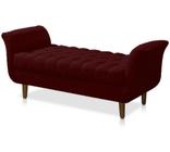 Recamier Calçadeira 02 Lugares 150cm Capitonê Grecia Suede Vermelho Bordô - Dl Decor