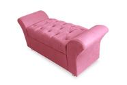 Recamier Calçadeira Baú Veneza Casal 140 cm Suede Rosa Barbie DL Decor