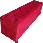 Recamier Calçadeira Puff Baú Estofada Capitone Casal Tecido Suede Vermelho - VENEZA ESTOFADOS