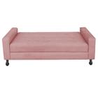 Recamier Calçadeira Sofá Dama 90 cm Solteiro Baú Quarto Sala Suede Rose -Damaffê Móveis - DAMAFFE MÓVEIS