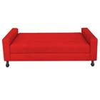 Recamier Calçadeira Sofá Dama 90 cm Solteiro Baú Quarto Sala Suede Vermelho -Damaffê Móveis