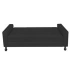 Recamier Calçadeira Sofá Damares 1,00 cm Solteiro Baú Quarto Sala Suede Preto -Damaffê  Móveis