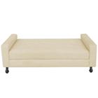 Recamier Calçadeira Sofá Mel 1,95 cm King Size Baú Quarto Sala Suede Bege -Damaffê Móveis