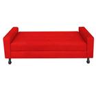 Recamier Calçadeira Sofá Mel 1,95 cm King Size Baú Quarto Sala Suede Vermelho -Damaffê Móveis