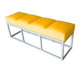 Recamier Casal Amarelo Base De Metal Cinza Square Módena - RBL