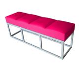 Recamier Casal Rosa Pink Base De Metal Cinza Square Módena - RBL