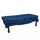 Recamier Decorativo 140cm Loewe Suede Pés de Madeira Azul Marinho G63 - Gran Belo