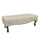 Recamier Decorativo 140cm Loewe Veludo Pés de Madeira Bege G63 - Gran Belo