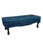 Recamier Decorativo 160cm Loewe Veludo Pés de Madeira Azul Marinho G63 - Gran Belo