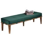 Recamier Decorativo 160cm Martínez Veludo Pés Madeira Verde/Mel G62 - Gran Belo