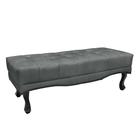 Recamier Decorativo 90cm Loewe Veludo Pés de Madeira Cinza G63 - Gran Belo