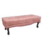 Recamier Decorativo 90cm Loewe Veludo Pés de Madeira Rosa G63 - Gran Belo