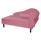 Recamier Decorativo Divã Larissa Lado Esquerdo Suede Rosa Pés Madeira Ms Decor - Mansão Decor