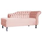 Recamier Decorativo Divã Styllus Lado Esquerdo Veludo Rosa Pés Madeira Ms Decor - no brand