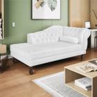 Recamier Diana 185cm Lado Esquerdo Suede Branco - Doce Sonho Móveis