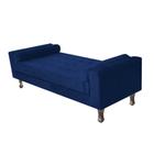 Recamier Divã Felix Baú 195 cm Estofado Luiz XV Sofá 2 Lugares Suede Azul Marinho Para Sala de Estar Consultório Quarto Recepção Escritório - AM Decor