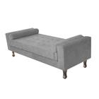 Recamier Divã Félix Baú 90 cm Estofado Luiz XV Sofá Sintético Cinza Para Sala de Estar Consultório Quarto Recepção Escritório - AM Decor