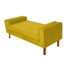 Recamier Divã Félix Baú 90 cm Estofado Luiz XV Sofá Suede Amarelo Para Sala de Estar Consultório Quarto Recepção Escritório - AM Decor