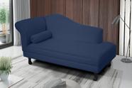 Recamier divã larissa liso 160cm lado esquerdo suede azul marinho