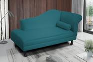 Recamier divã larissa liso 185cm lado direito suede azul turquesa - VH MOVEIS