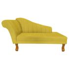 Recamier Divã Para Sala Cecilia Pés Retro Castanho 1.60cm Suede Amarelo - INCASA DECOR - Doce Lar Decorações