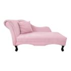 Recamier Divã Sofá Estofado Direito De Quem Senta Olivia Suede Rosa Bebe - MB Decor - Doce Lar Decorações