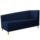 Recamier Divã Valéria 185cm Lado Esquerdo Suede Azul Marinho - Amarena Móveis - Am Decor